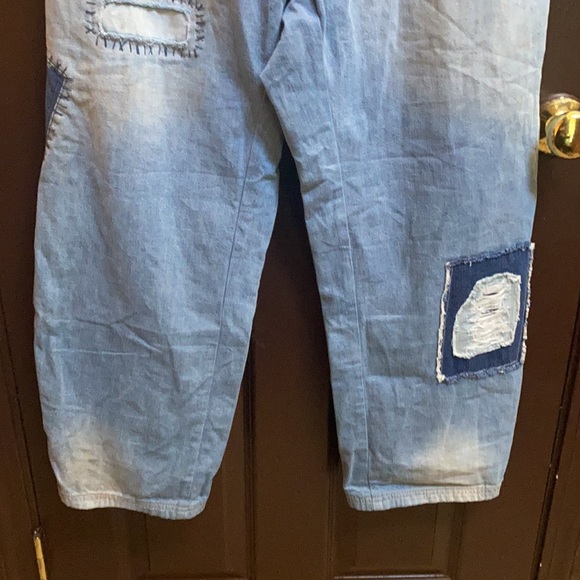 Free People Azalea Patchwork Blue Jeans size 29 Blue Daisy Bandanna - Picture 14 of 16